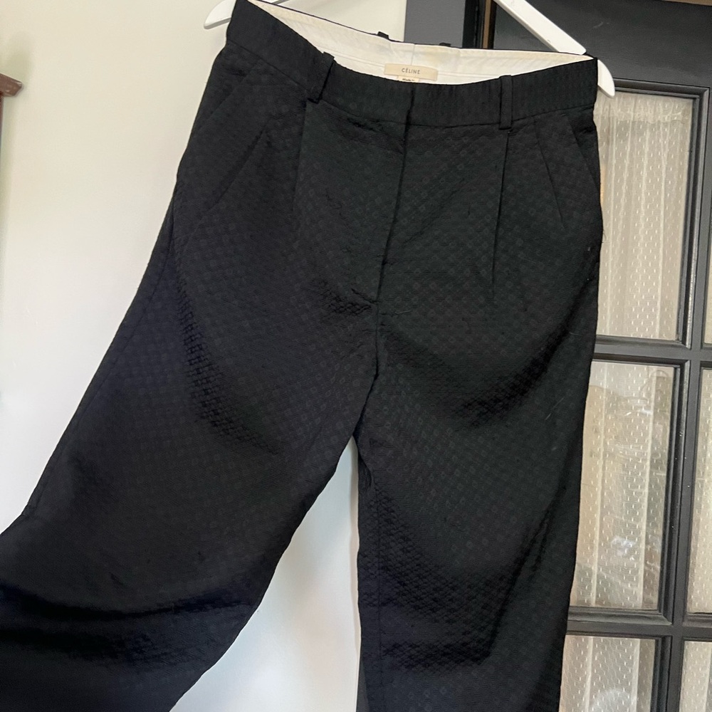 CELINE Black Textured Pleated Trouser 38 M